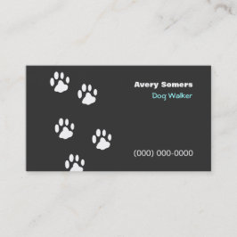 Tarjeta De Visita Dog Walker Paws Black Business Card