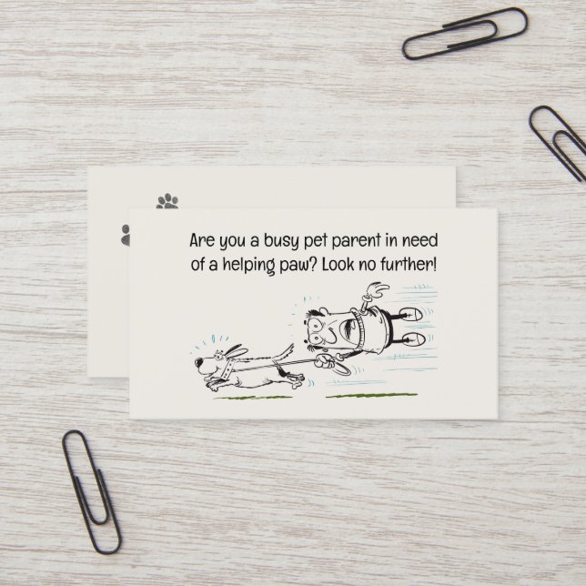 Tarjeta De Visita Dog Walker personalizado divertido y atractivo (Anverso/Reverso In Situ)