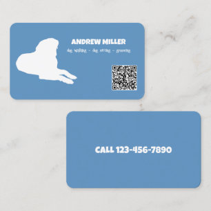 Tarjeta De Visita Dog Walker Personalizado QR (Azul)