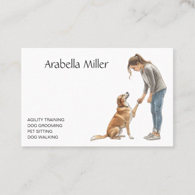 Tarjeta De Visita Dog Walker, Trainer, Obedience, Agility, Groomer (Anverso)