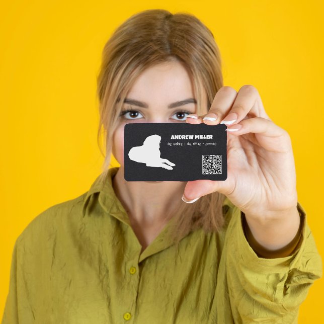 Tarjeta De Visita Dog Walking Dog Sitter QR (Dog Walking Business Cards)