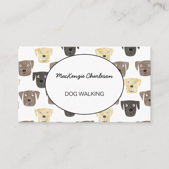 Tarjeta De Visita Dog Walking Labrador Recuperever Dog Business Card (Anverso)
