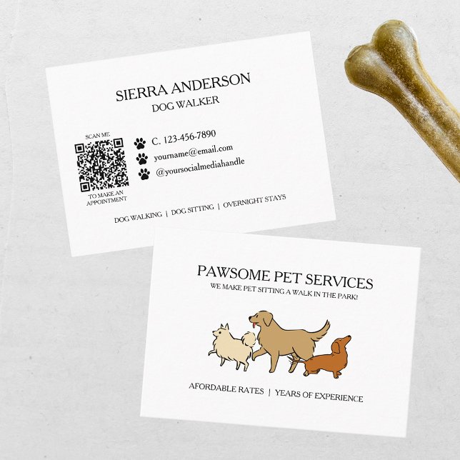 Tarjeta De Visita Dog Walking Pet Sitting QR Code (Subido por el creador)