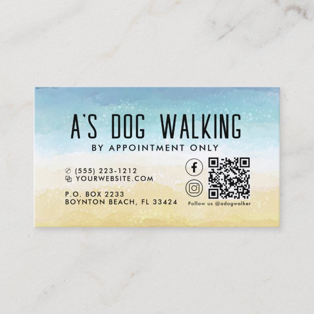 Tarjeta De Visita Dog Walking QR Code Photo Business Card (Anverso)