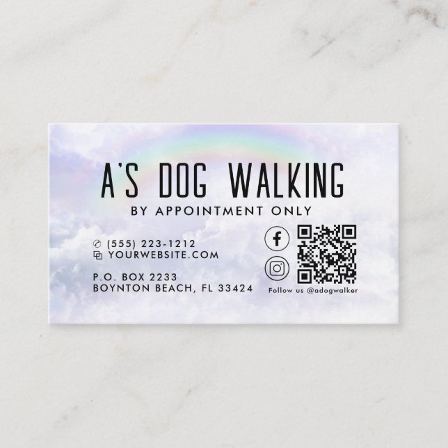 Tarjeta De Visita Dog Walking QR Code Photo Business Card (Anverso)