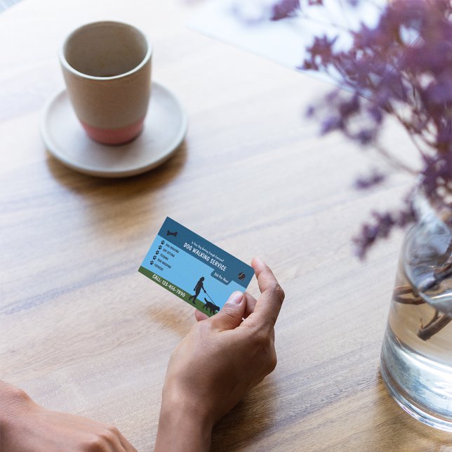 Tarjeta De Visita Dog Walking Service Blue | Verde (Subido por el creador)