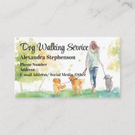Tarjeta De Visita Dog Walking Service Pet Walker Watercolor