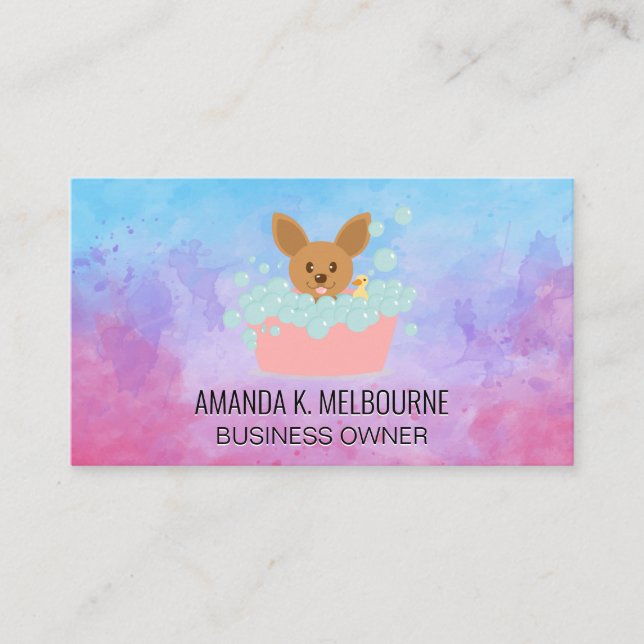 Tarjeta De Visita Doggie Bath Wash | Soap Bubbles (Anverso)