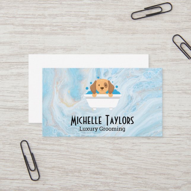 Tarjeta De Visita Doggie Bathing Grooming | Servicio Animal (Anverso/Reverso In Situ)
