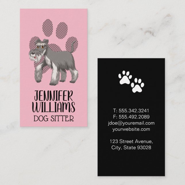 Tarjeta De Visita Doggie Imprime Perro Gris Shaggy (Anverso / Reverso)