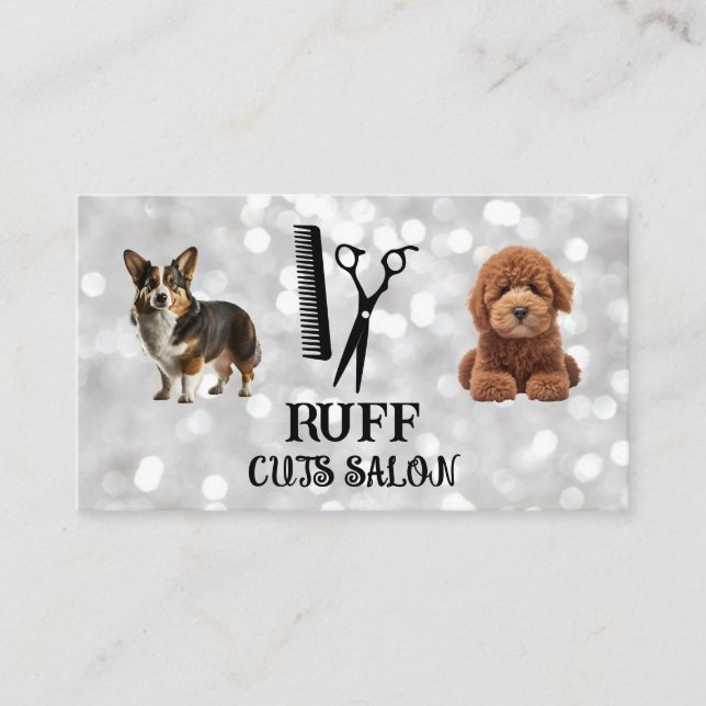 Tarjeta De Visita Doggies cutáneos | Herramientas de salon (Anverso)