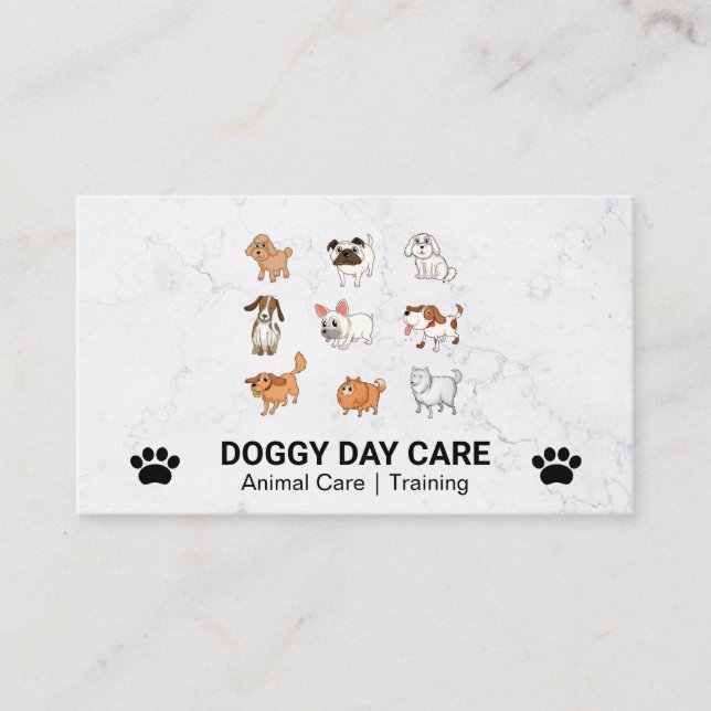 Tarjeta De Visita Doggies cutáneos | Razas variadas (Anverso)