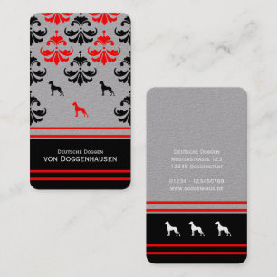 Tarjeta De Visita Dogo Alemán Negro Blanco Rojo 