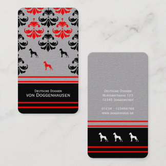 Tarjeta De Visita Dogo Alemán Negro Blanco Rojo 