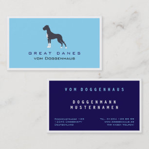 Tarjeta De Visita Dogo alemán profesional azul blanco