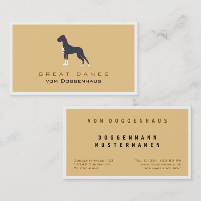 Tarjeta De Visita Dogo alemán profesional marrón (Anverso / Reverso)