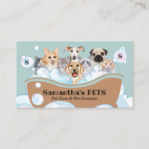 Tarjeta De Visita Dogs Cats Spa Sitter Groomer mascota Cuidado Baño