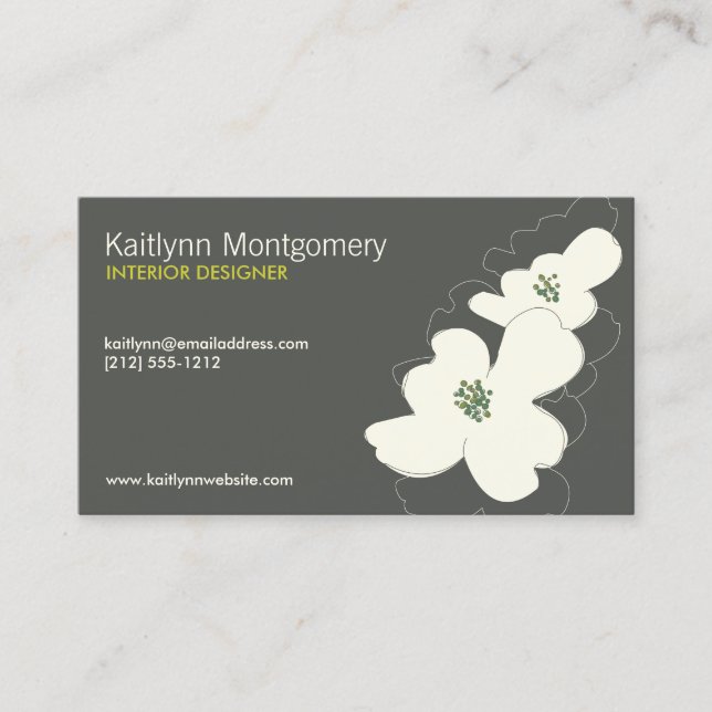 TARJETA DE VISITA DOGWOOD BLOSSOMS IVORY/GRY (Anverso)