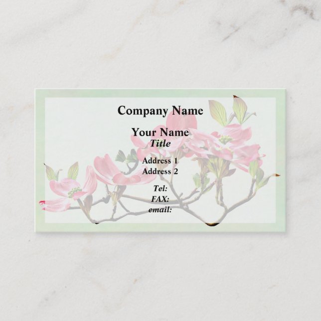 Tarjeta De Visita Dogwood rosa (Anverso)