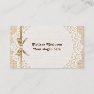 Tarjeta De Visita Doily blanca con encaje y burrega