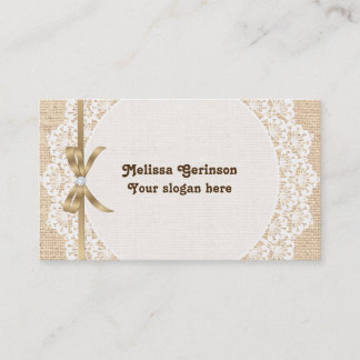 Tarjeta De Visita Doily blanca con encaje y burrega