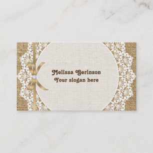 Tarjeta De Visita Doily blanca con encaje y burrega