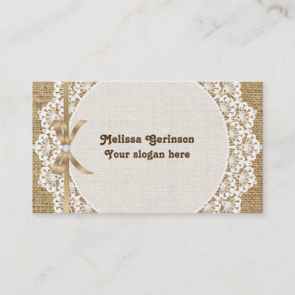 Tarjeta De Visita Doily blanca con encaje y burrega