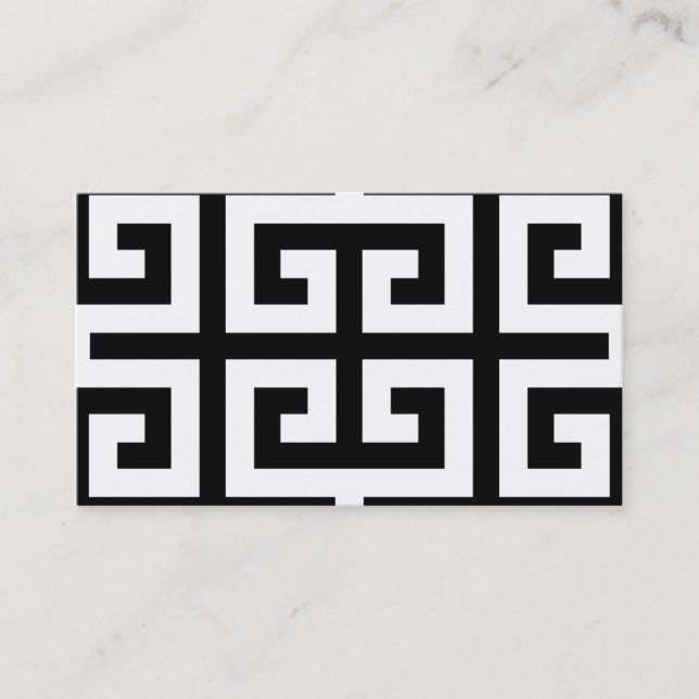 Tarjeta de visita dominante griega blanco y negro (Anverso)