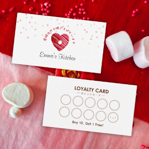 Tarjeta De Visita Dona de corazón de panadería roja recompensa lealt