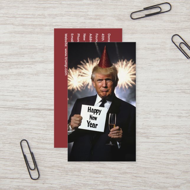 Tarjeta De Visita Donald Trump celebra el estilo de Año Nuevo (Anverso/Reverso In Situ)