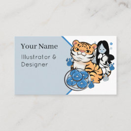 Tarjeta De Visita Donas de Tigre Kawaii y Fantasma Yuki-Onna