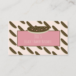 Tarjeta De Visita Donas Eclair Divertidas Corazones Rosados Panaderí