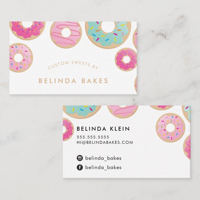Tarjeta De Visita DONUT BAKER LOGO linda confección de horneado ment (Anverso / Reverso)