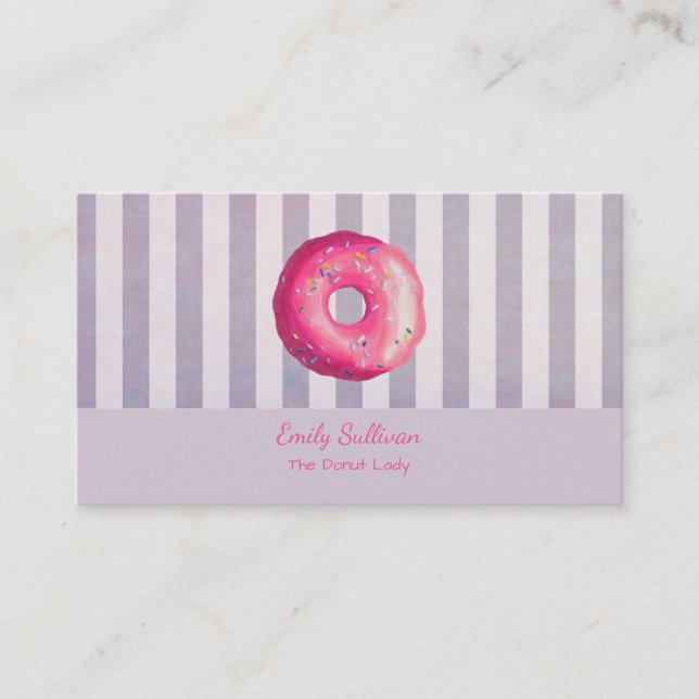 Tarjeta De Visita Donut Con Escarcha Rosa Y Rocico (Anverso)