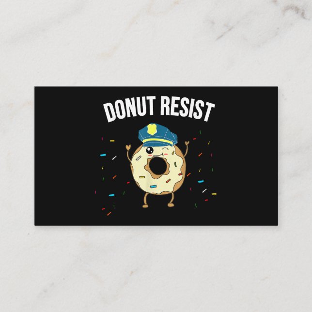 Tarjeta De Visita Donut Resist Meme Funny Police Officer Apoya El (Anverso)