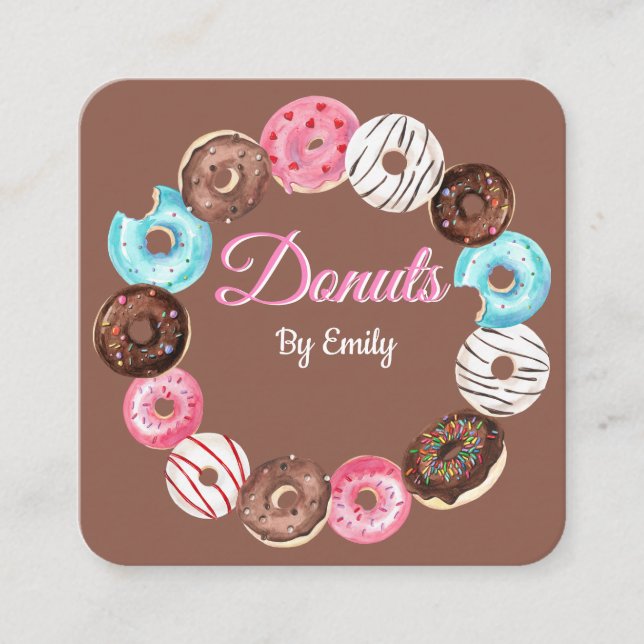 Tarjeta de visita Donuts Bakery Square (Anverso)