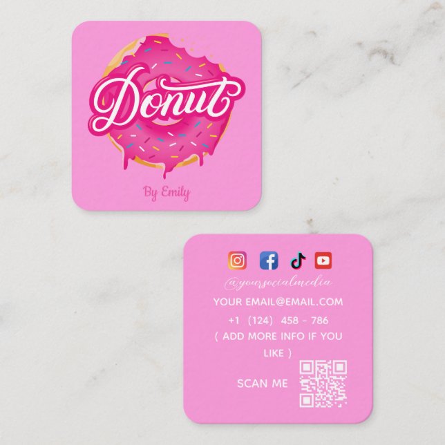 Tarjeta de visita Donuts Bakery Square (Anverso / Reverso)