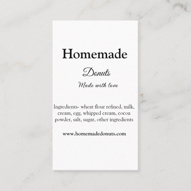 Tarjeta De Visita Donuts caseros hechos con amor agregar sitio web d (Anverso)