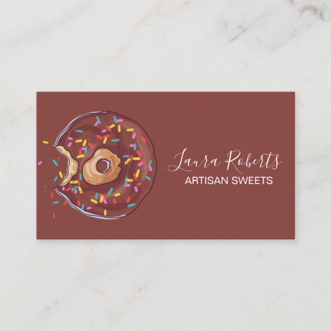 Tarjeta De Visita Donuts modernos Dulces artesanales Panadería Tarje (Anverso)