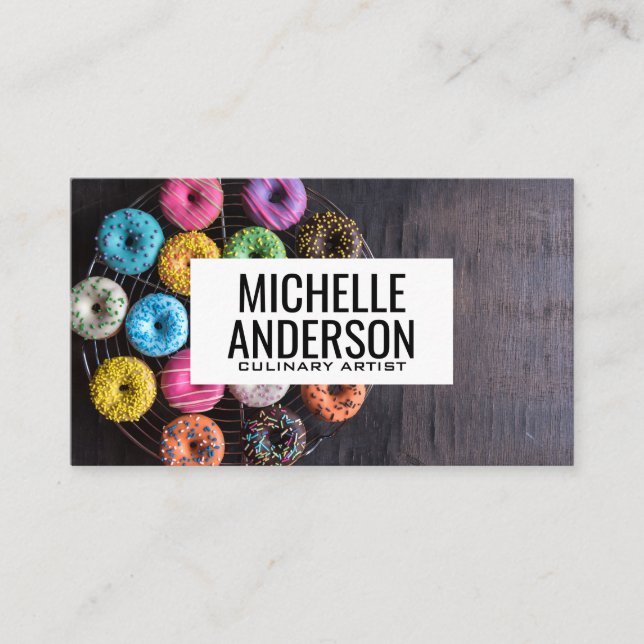 Tarjeta De Visita Donuts on Table | Bakery (Anverso)