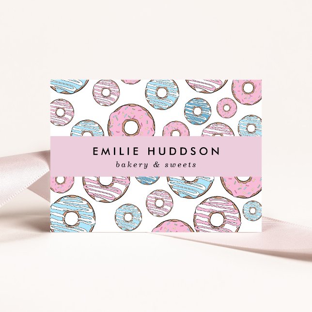 Tarjeta De Visita Donuts rosados, Donuts azules, pastelería, pastele (Subido por el creador)