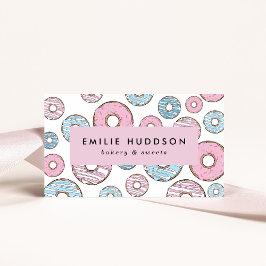 Tarjeta De Visita Donuts rosados, Donuts azules, pastelería, pastele
