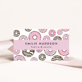 Tarjeta De Visita Donuts rosados, Donuts blancos, pastelería, pastel
