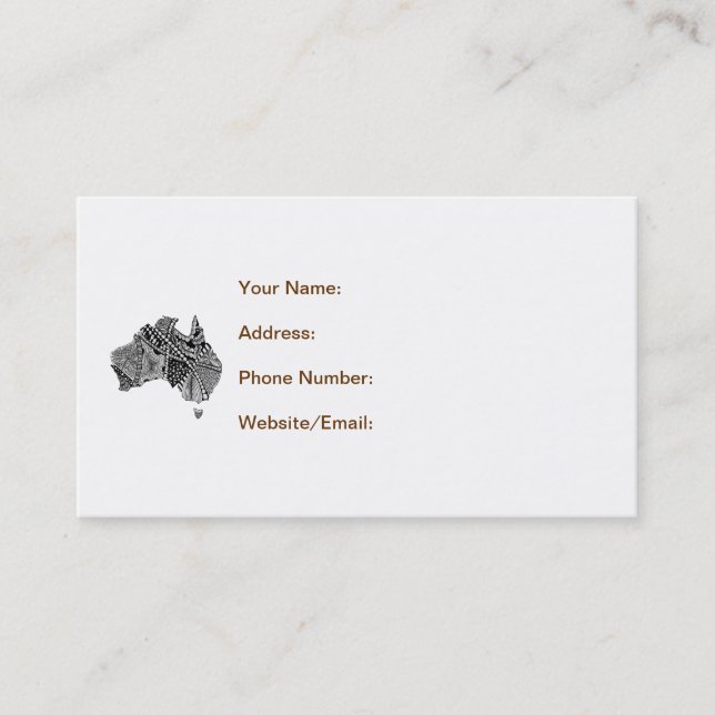 Tarjeta De Visita Doodle de arte de mapas de Australia (Anverso)