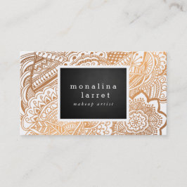 Tarjeta De Visita Doodle dibujado mano color de rosa bohemia del oro
