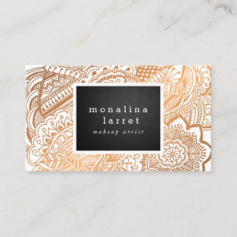 Tarjeta De Visita Doodle dibujado mano color de rosa bohemia del oro