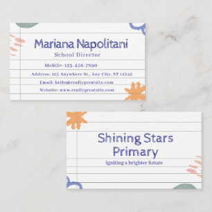 Tarjeta De Visita Doodles blancos y profesor de Crítica