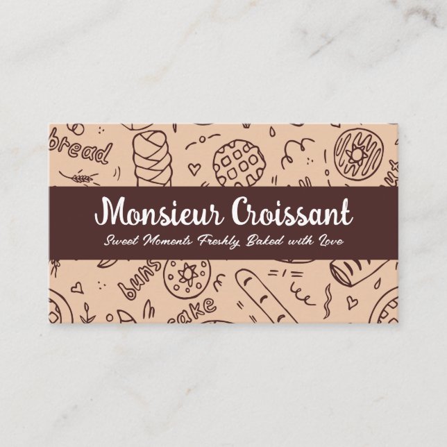 Tarjeta De Visita Doodles de Ilustracion de panadería (Anverso)