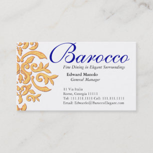 Tarjeta de visita dorada elegante de restaurante
