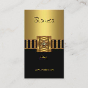 Tarjeta de visita dorada sobre raya negra dorada